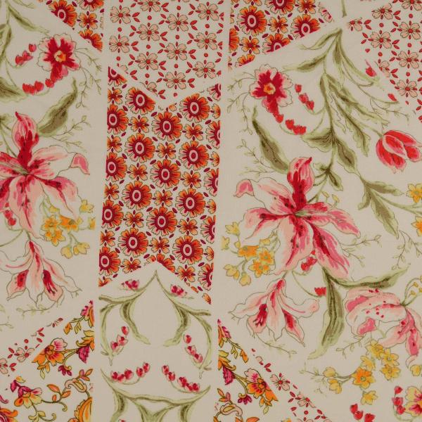 Viskose Satin rot-bunt